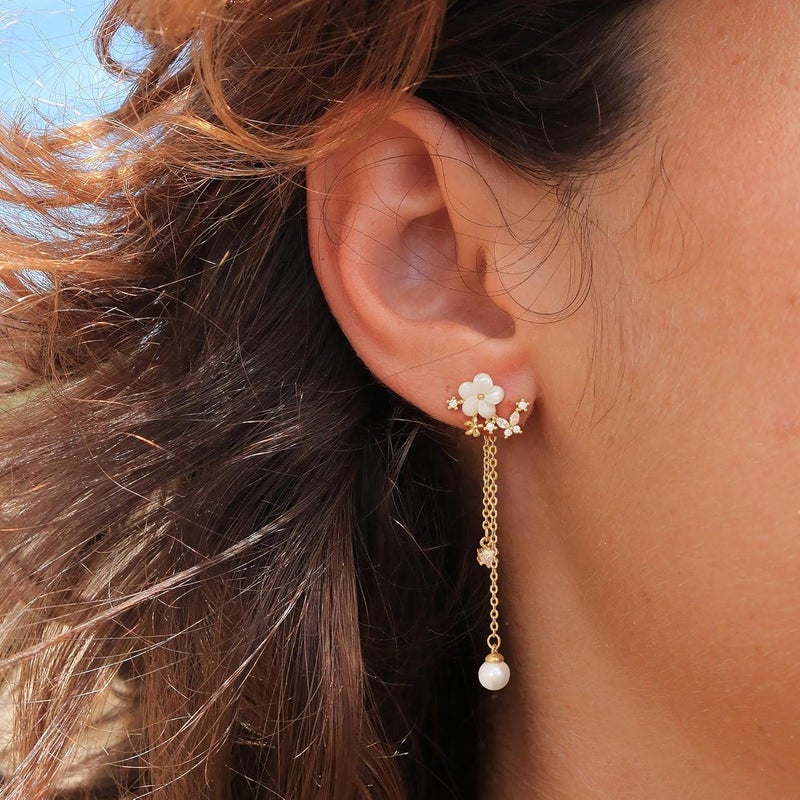SELFROSE Store Gold Dangle Earrings for Women,Prom Jewelry Dainty Earring 14K Gold Plated Drop Earrings for Women Trendy Hypoallergenic CZ Dangling Earring - Image 2
